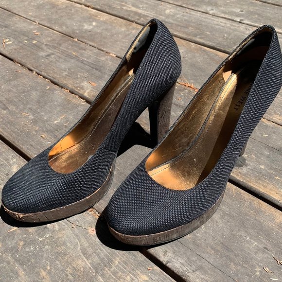 Nine West Black Cork Heels 10M - Picture 2 of 8